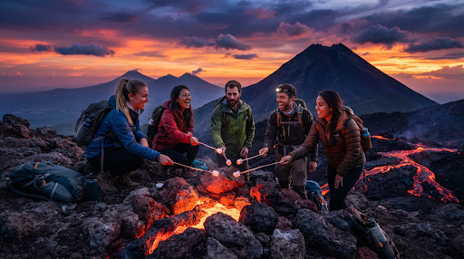 Senderismo sobre roca volcánica en Volcán Pacaya